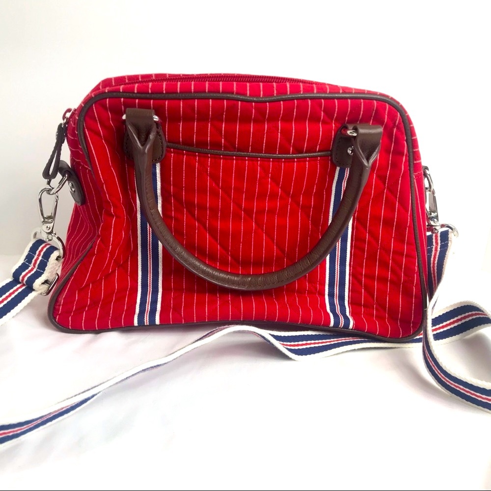 Retired Print Vera Bradley Sea Stripe Red Handles/Crossbody